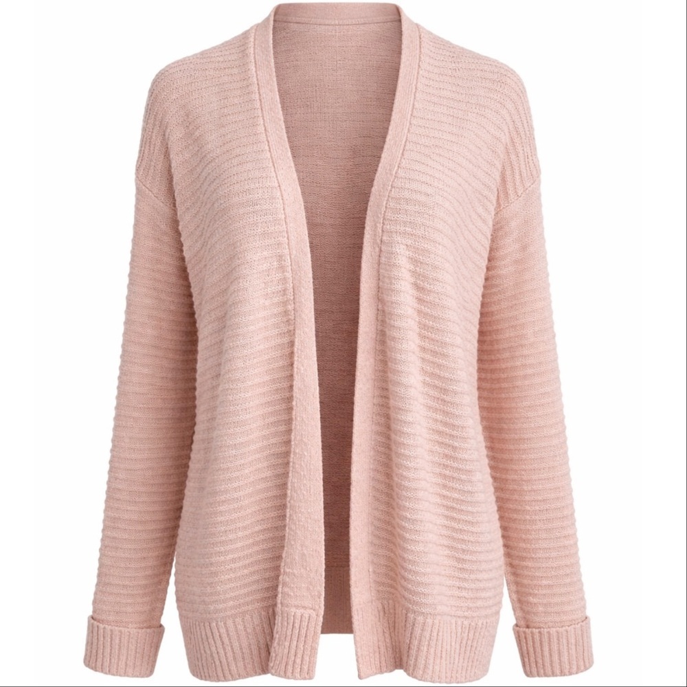 NWT L.L. Bean ‘Medium Weight Cotton Slub Cardigan Sweater’ in Lightest Peach MP